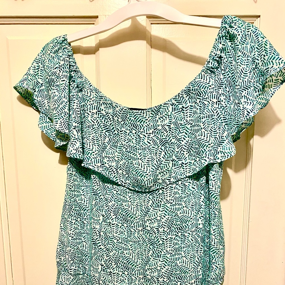 Banana Republic leaf green off the shoulder blouse